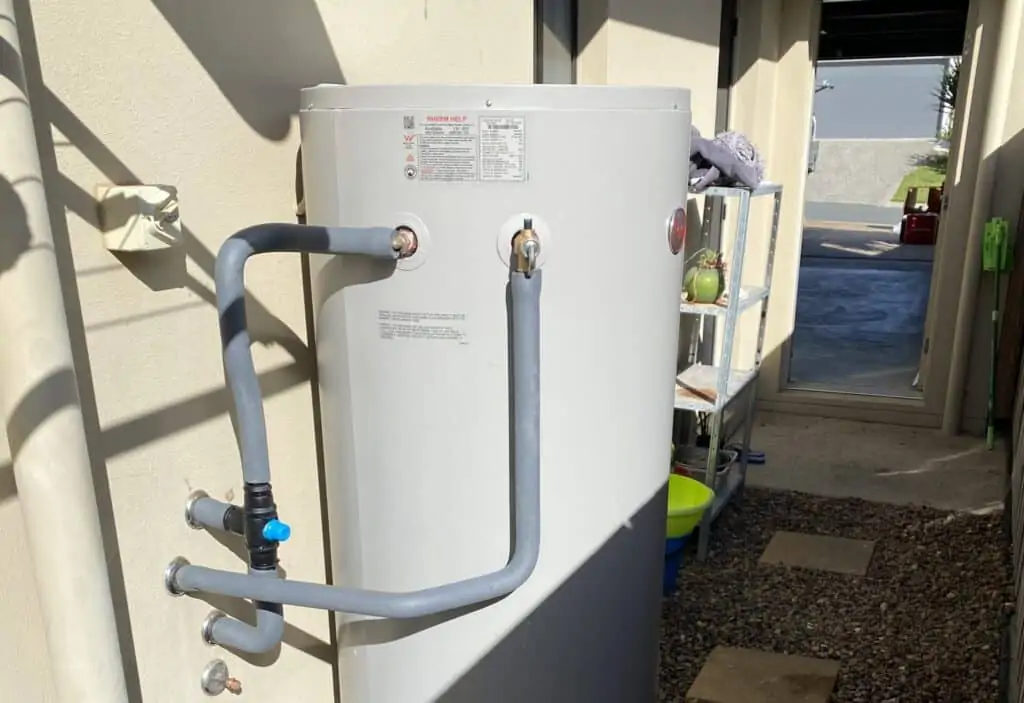 New hot water system at side of house